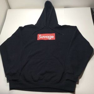Gildan 21 Savage Red Box Logo Unisex Black Hoodie,